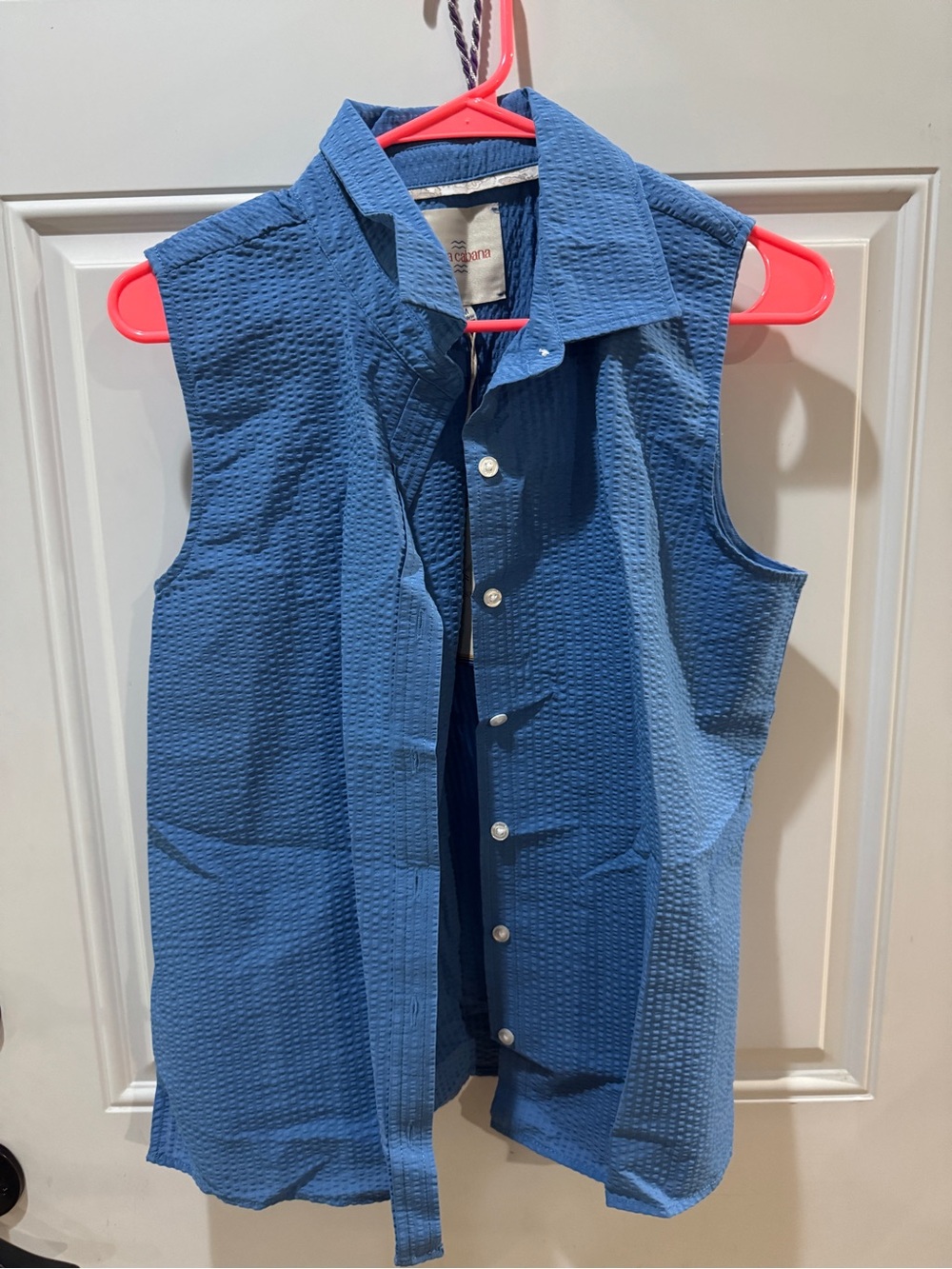 Sleeveless Button-Down Shirt - Blue